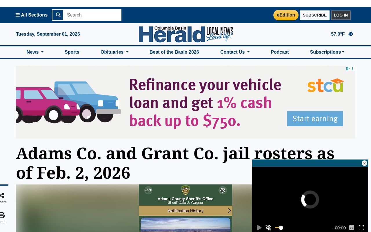 Adams County Sheriff-supplied roster report in local crime news